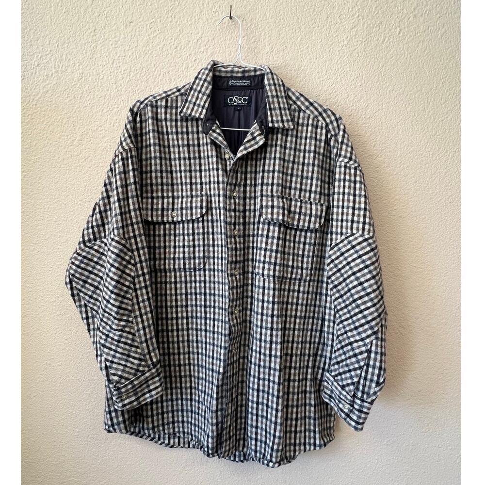 Vintage 80s OSCC plaid wool mens flannel size large